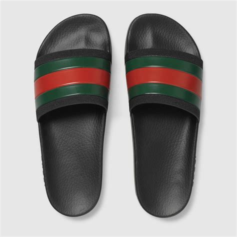 men gucci rubber slides|Gucci slides all black.